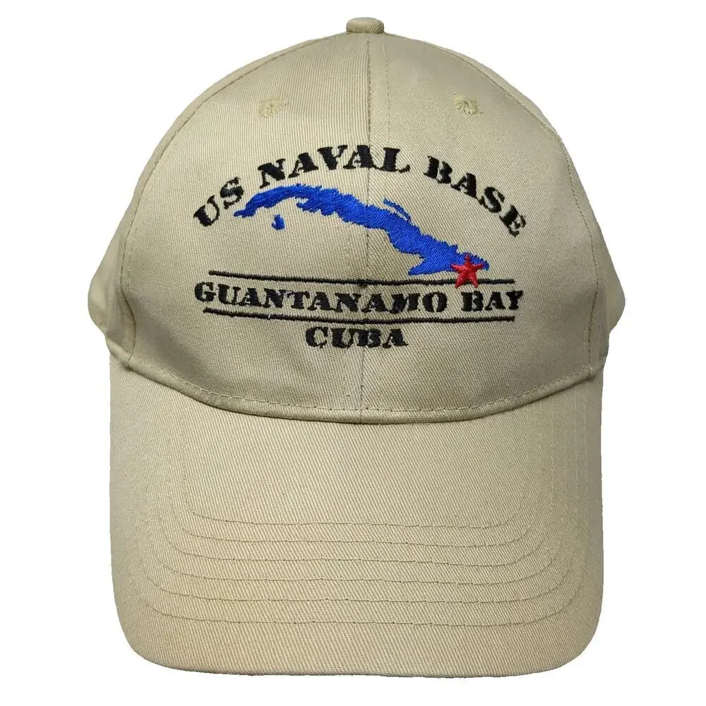 Polar Graphics US Naval Base Guantanamo Bay Cuba Beige Baseball Cap Hat Vintage